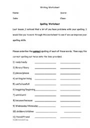 English Worksheet: Spelling and Proofreading