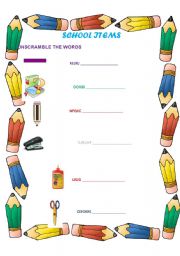 English Worksheet: SCHOOL ITEMS
