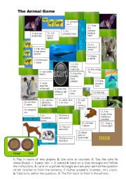 English Worksheet: THE ANIMAL GAME