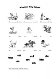 English Worksheet: what are they doing