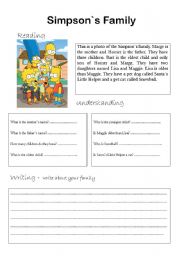 English Worksheet: The Simpson`s Family