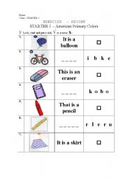 English Worksheet: Exercise for classroom objects