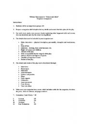 English worksheet: Romeo & Juliet Creative Assignment