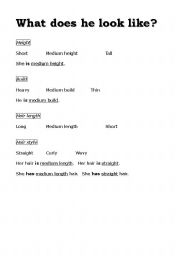 English Worksheet: Describing people