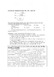 English Worksheet: Location Prepositions ´on,´ ´at,´ and ´in´