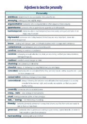English Worksheet: 50adjectives for personality