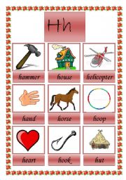 English Worksheet: picture dictionary (H)