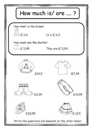 English Worksheet: How much is/are  .... ? Bying clothes