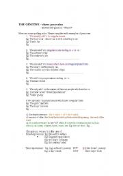 English Worksheet: the genitive