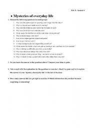 English worksheet: misteries, miracles and oddities