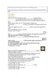 English worksheet: Im yours - a song