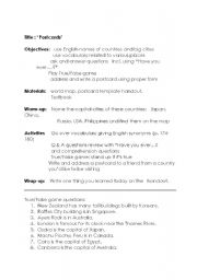 English worksheet: postcards