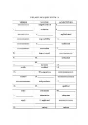 English worksheet: vocabulary quiz
