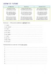 English worksheet: Going to - future