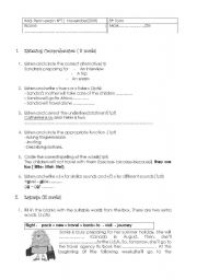English Worksheet: mid term exam N1( 8th form)