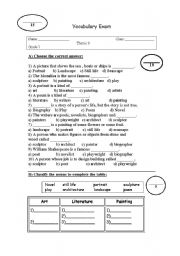 English Worksheet: Vocabulary exam