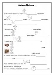 English Worksheet: AUTUMN PICTIONARY