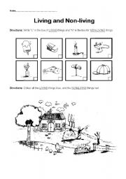 English worksheet: Living and Non-living things