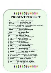 English Worksheet: PRESENT PERFECT..