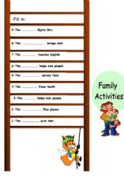 English worksheet: family activities
