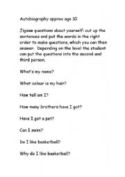 English Worksheet: Autobiography questions