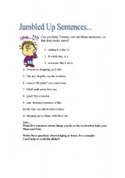 English worksheet: jumbled sentences