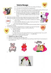 English Worksheet: Valentine messages