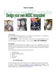 English Worksheet: Design you own Music magazine!