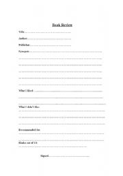 English worksheet: book review form