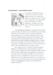 English Worksheet: Comprehension Practice - Giant Jellyfish Invasion