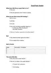 English worksheet: dead poet society