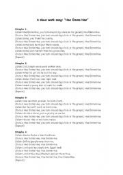English Worksheet: Slave Work Song
