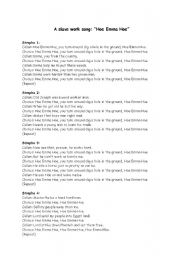 English worksheet: Slave Work Song