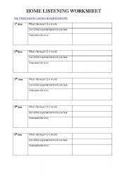English worksheet: Home listening worksheet