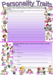 English Worksheet: 2-paged PERSONALITY TRAITS test (part 4, the final one)