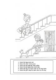 English Worksheet: long - short, up - down 