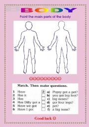 English worksheet: Body