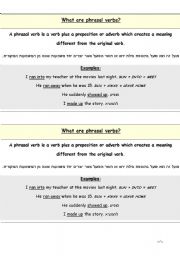 English Worksheet: phrasal verbs