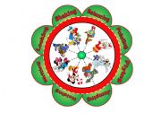 Christmas Flower Puzzle with 8 Images and 8 Verbs to Match