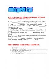 English worksheet: conditional exercises