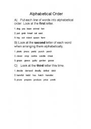English worksheet: Alphabetical  Order