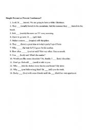 English Worksheet: present simple or continuous