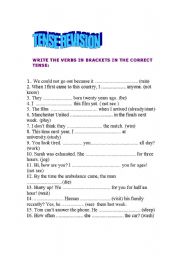 English worksheet: tense revision once more