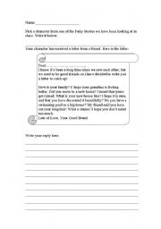 English Worksheet: Fairy Tales - writing letters