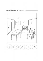 English Worksheet: Colours and Furniture