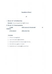 English worksheet: Prepositions of Place I