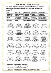 English Worksheet: Describing feelings!