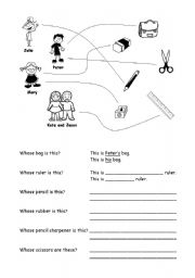 English Worksheet: The possessive case