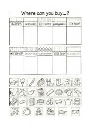 English Worksheet: where can you buy?