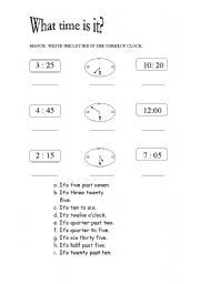 English worksheet: what time is it?